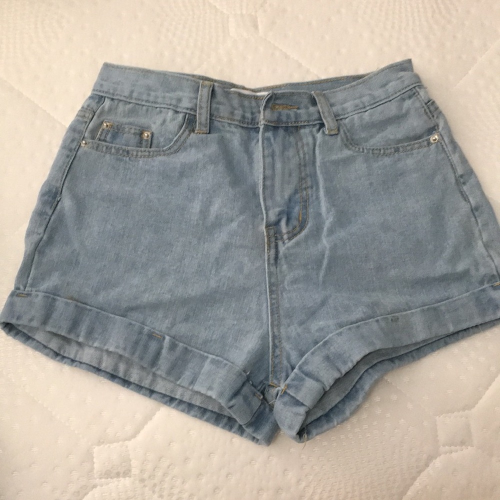 high waisted denim shorts